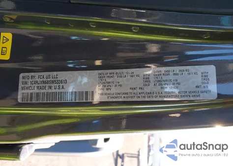 2025 Jeep Wrangler 4Xe Willys 4Xe z USA, uszkodzony, nr VIN 1C4RJXN68SW533613